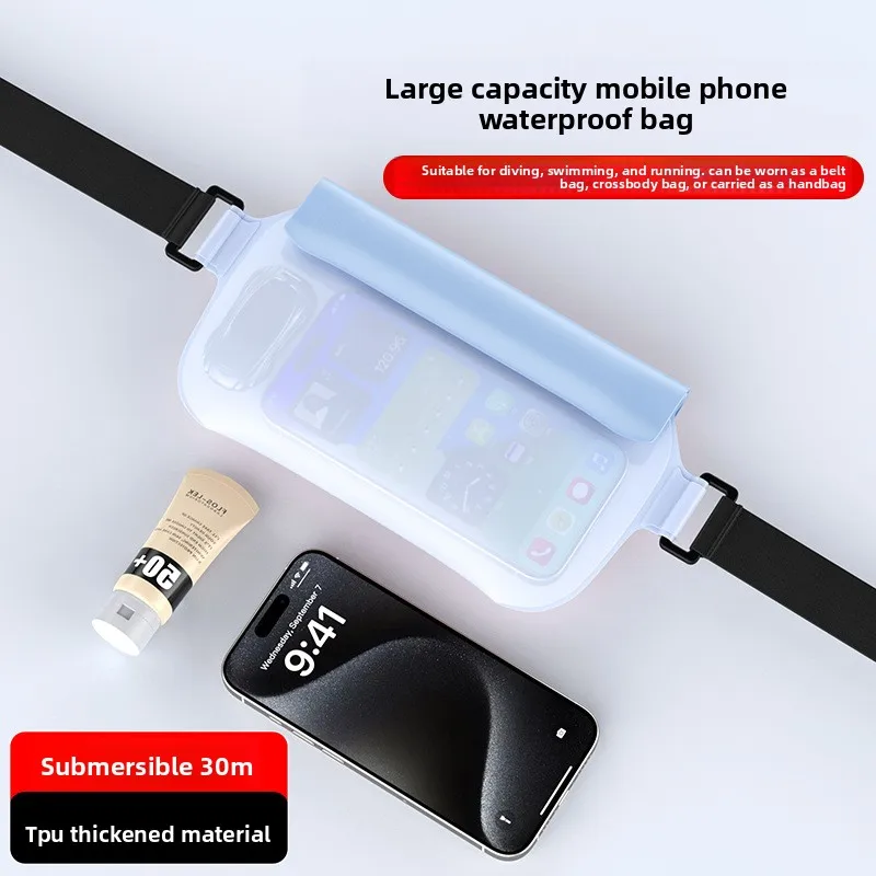 Wasserdichte Handytasche mit Hüfttasche, transparente wasserdichte Hülle mit Touchscreen für Schwimmen, Schnorcheln, Strandaktivitäten
