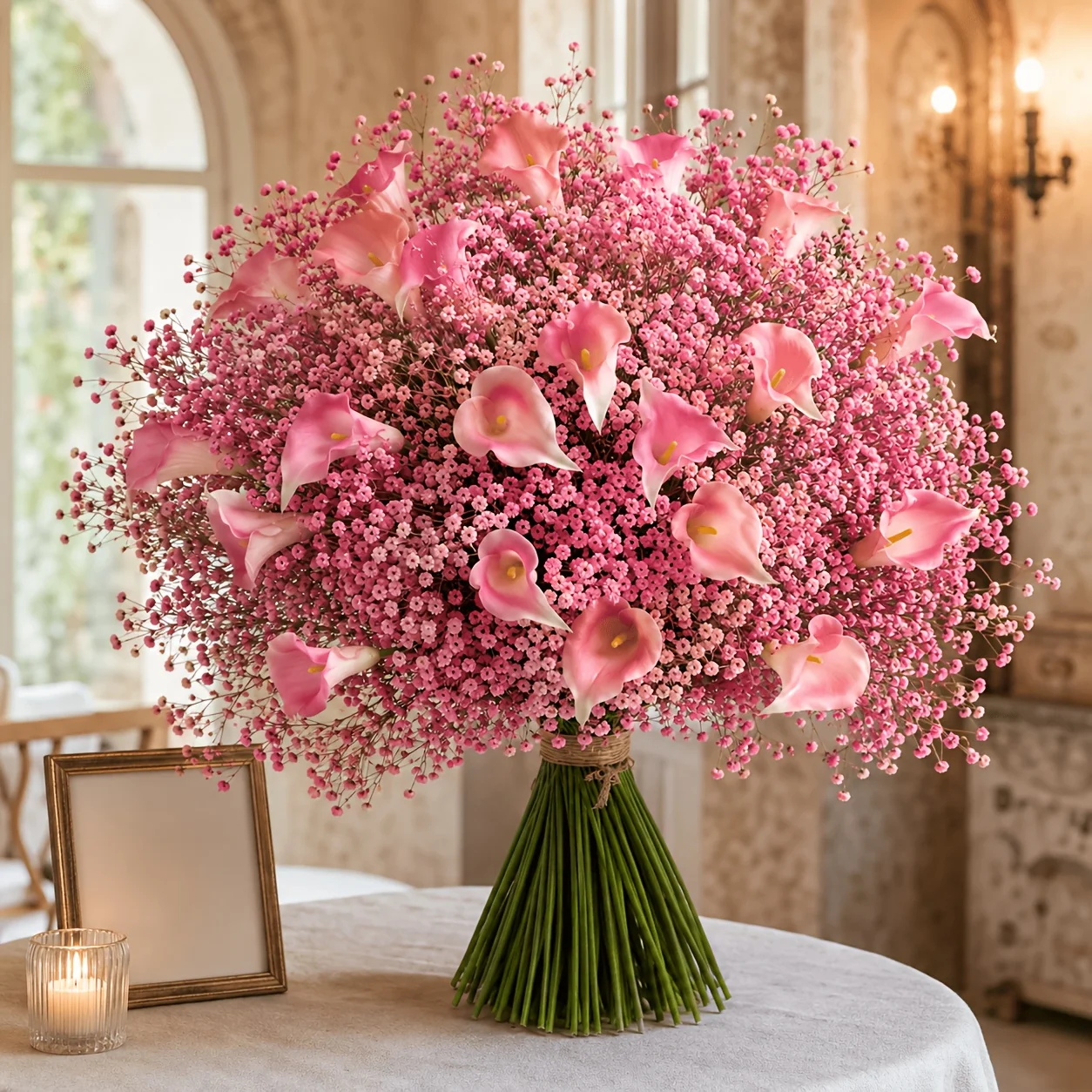 80/40 Piece Set (10 Calla Lilies + 70 Baby's Breath Flowers/10 Calla Lilies + 30 Baby's Breath Flowers) Without Vase. Suitable for Home Decoration, Wedding and Engagement Decorations, Parties, Living Room, Tabletop, Room, Kitchen, Vase Fillers, Garden Landscaping, Suitable for Autumn Holiday Decorations, Valentine's Day, St. Patrick's Day, Easter, Also as a Mother's Day Gift, Can Be Used Both Indoors and Outdoors