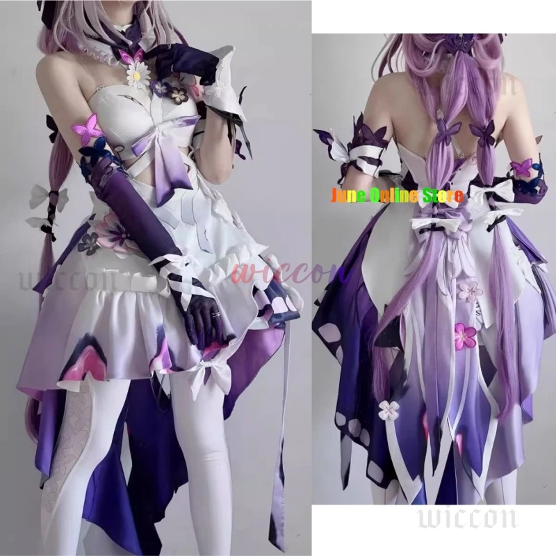 

Игра Honkai: Star Rail Castorice Косплей Костюм Фиолетовое Белое Платье Юбка Лолиты Парик Взрослая Женщина Сексуальный Милый Карнавальный Костюм Партии