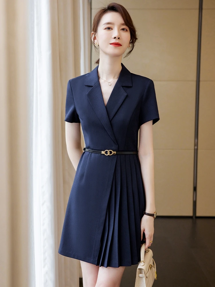 

Elegant Professional Suit Dress Women's Summer New Style High-end Workwear Beauty Salon Goddess Look Uniform Long Skirt