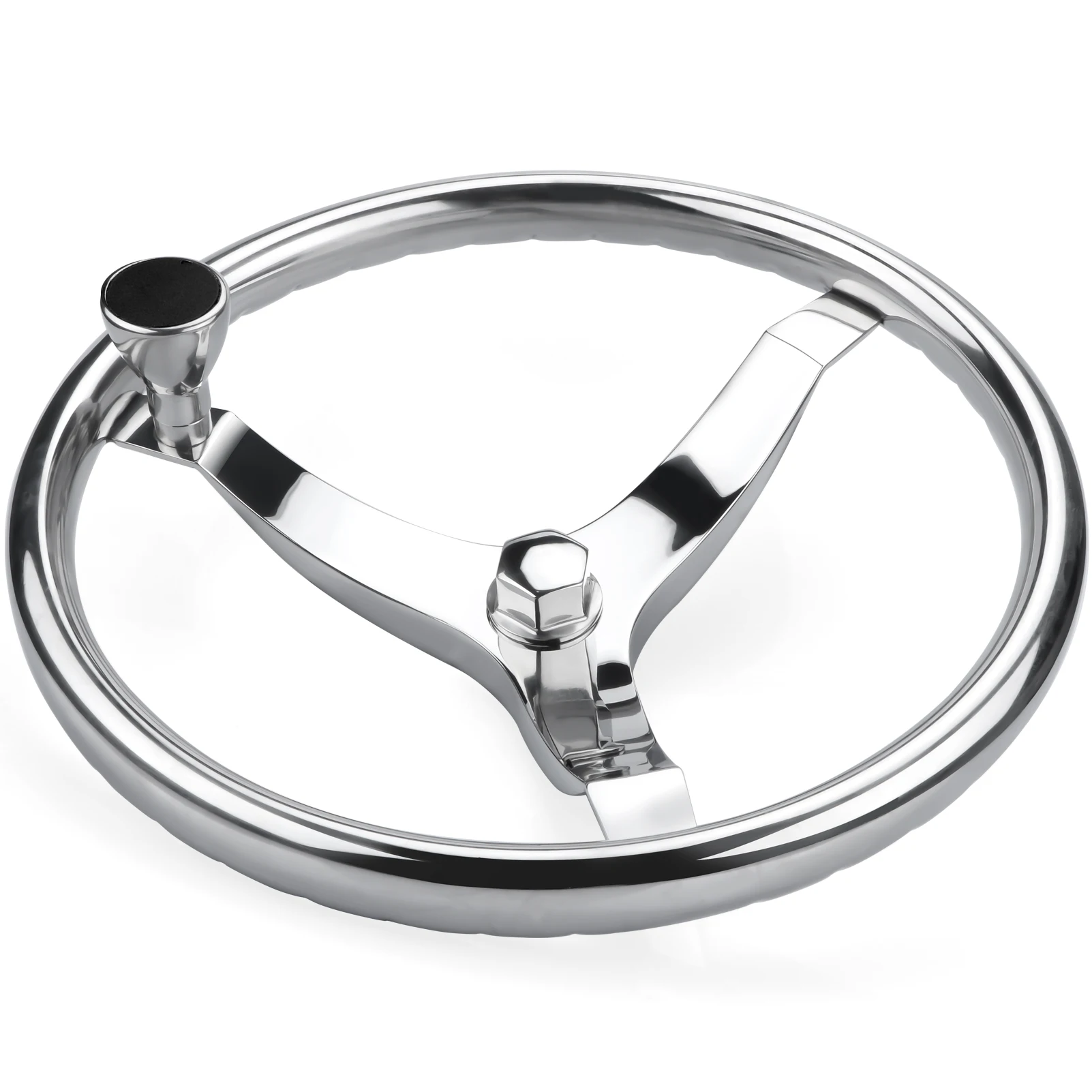 polished stainless steel steer wheel for marine boat yacht with control Knob13.5