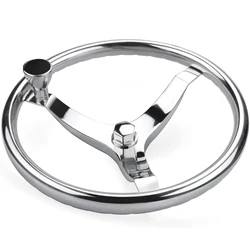 polished stainless steel steer wheel for marine boat yacht with control Knob13.5