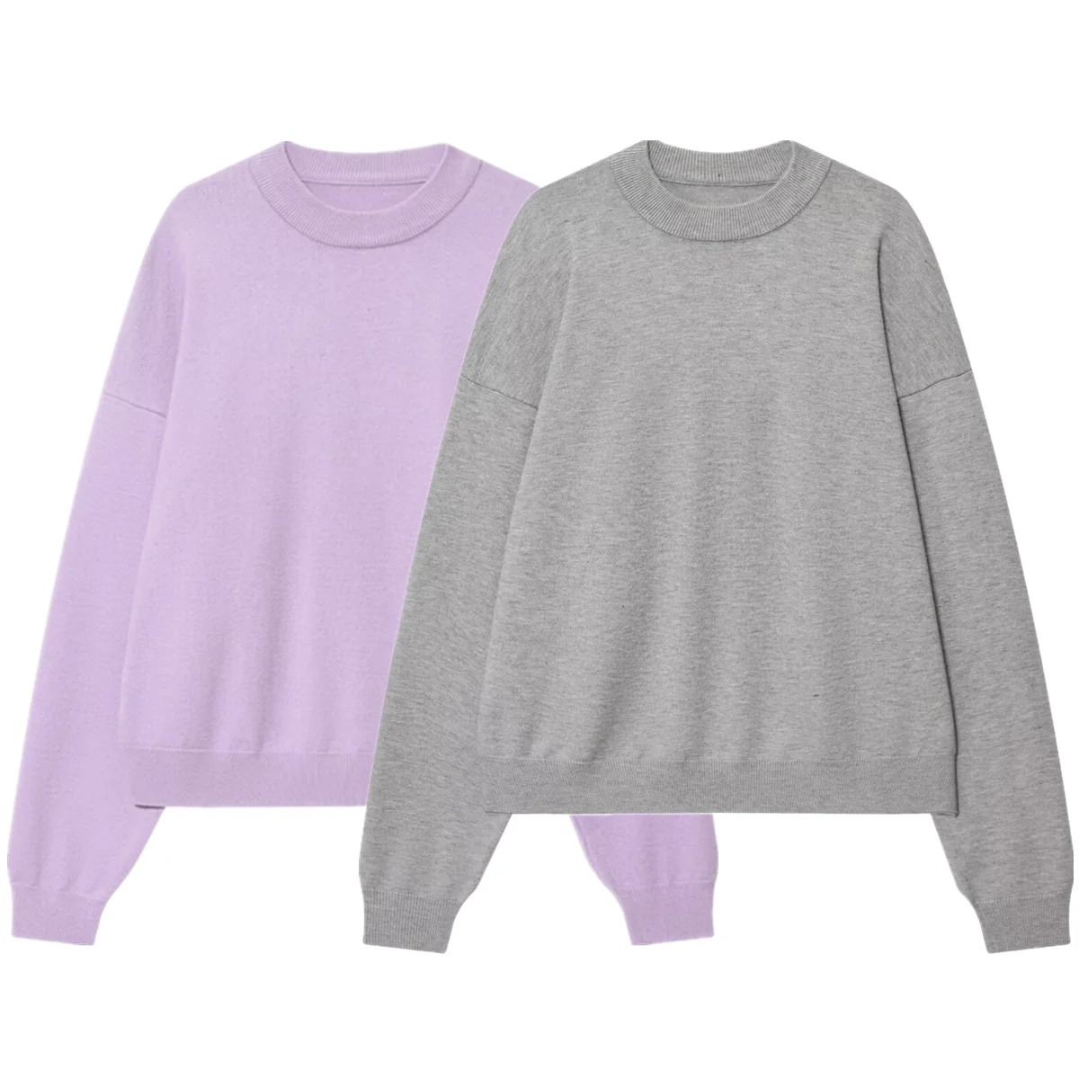 

Dave&Di осенне-зимний женский свитер в скандинавском минималистском стиле, серый и светло-фиолетовый пуловер с круглым вырезом, трикотаж, женский топ