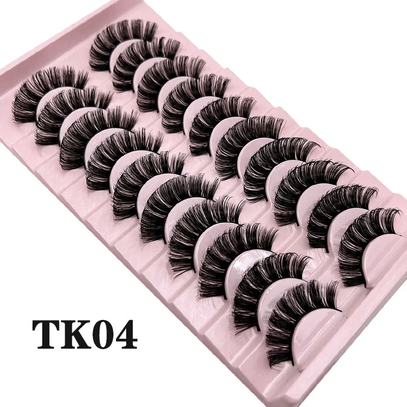 Russische Streifenwimpern 10 Paar Flauschige Kunstnerzwimpern 3D Falsche Wimpern Russische Volumen-Wimpern Künstliche Wimpern Giveaway Make-up – Detail 8