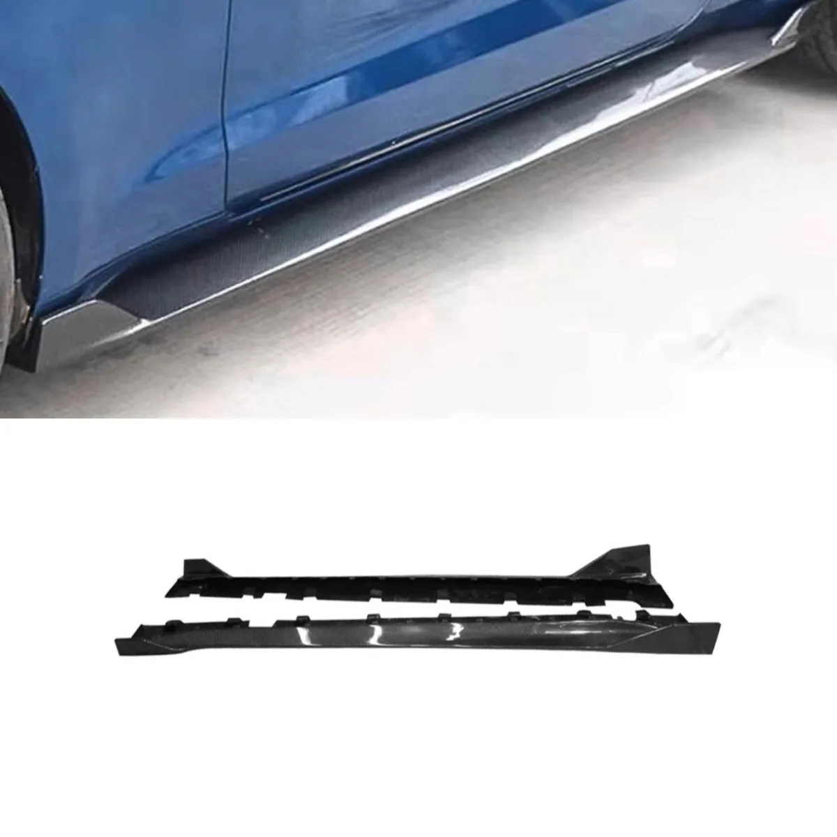 

Настоящее углеродное волокно, боковая юбка автомобиля, спойлер для губ, фартук-сплиттер для Ford Mustang 2015-2022, комплект кузова, автомобильные аксессуары