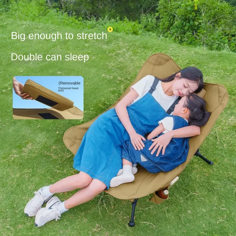 Hot-selling ultra-light portable camping chair, heavy-duty 150kg capacity beach chair, outdoor lightweight folding moon chair