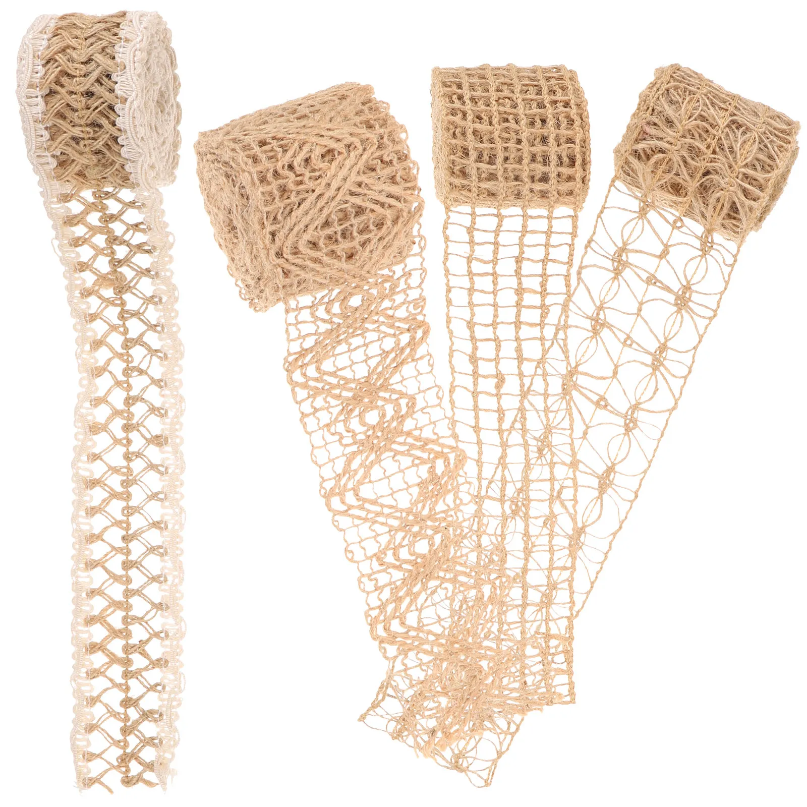 

4 рулона хлопковой льняной тканой ленты для упаковки подарков, декоративная лента для рукоделия, гладкая, не требует глажки, винтажный стиль, для подарков