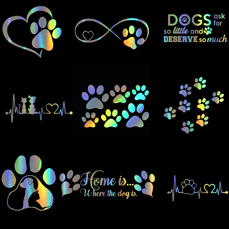 

LYKX Car Stickers Cat Paw Print and Love The Dog Paw Print Sticker Motorcycles Decoration Stickers and Decals