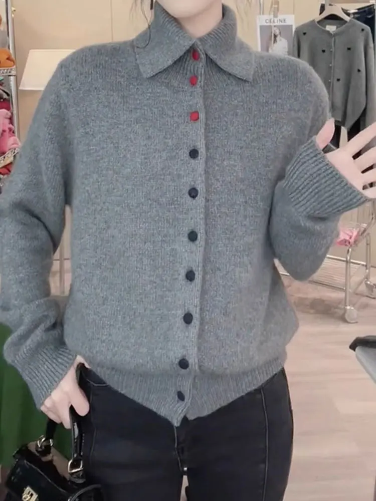 

Вязаный открытый кардиган Ele Color Long Sve, женский свитер, модная повседневная зимняя верхняя одежда, Age-Defng