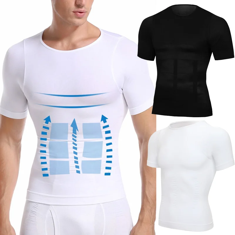 Perda de peso dos homens Shapewear T-Shirt, Shaper do corpo, camisas de compressão emagrecimento, Ginecomastia Undershirt, Cintura Trainer, Muscle Tank Tops