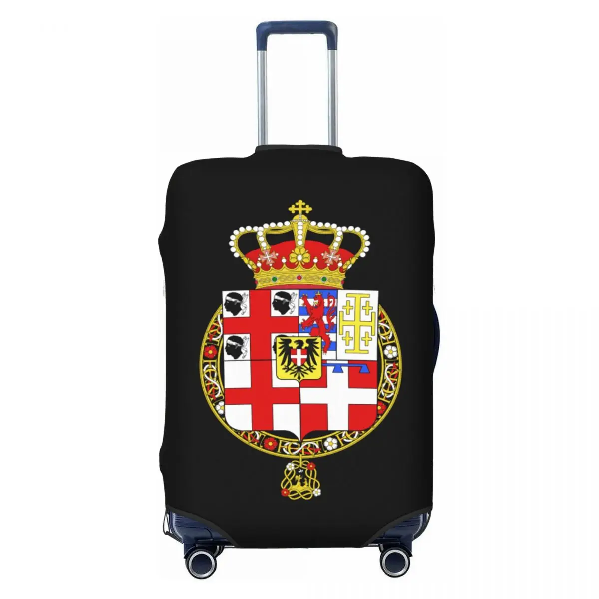 Custom Coat Of Arms Of Kingdom Of Sardinia Flag Suitcase Cover Washable Luggage Covers Protector for 18-32 inch