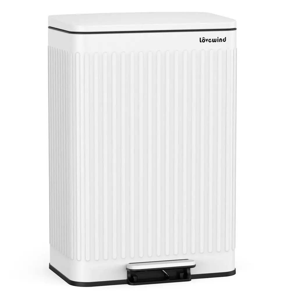 

60-литровое (16-галлонное) мусорное ведро из нержавеющей стали с нажимной крышкой, большое, с текстурированным дизайном, со съемным внутренним контейнером