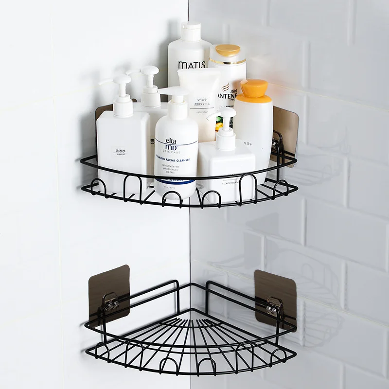 

Bathroom Shelf Wall Mount Corner Shower Caddy Storage Shelves No Drilling Kitchen Floating Rack Shampoo Organizer Holder