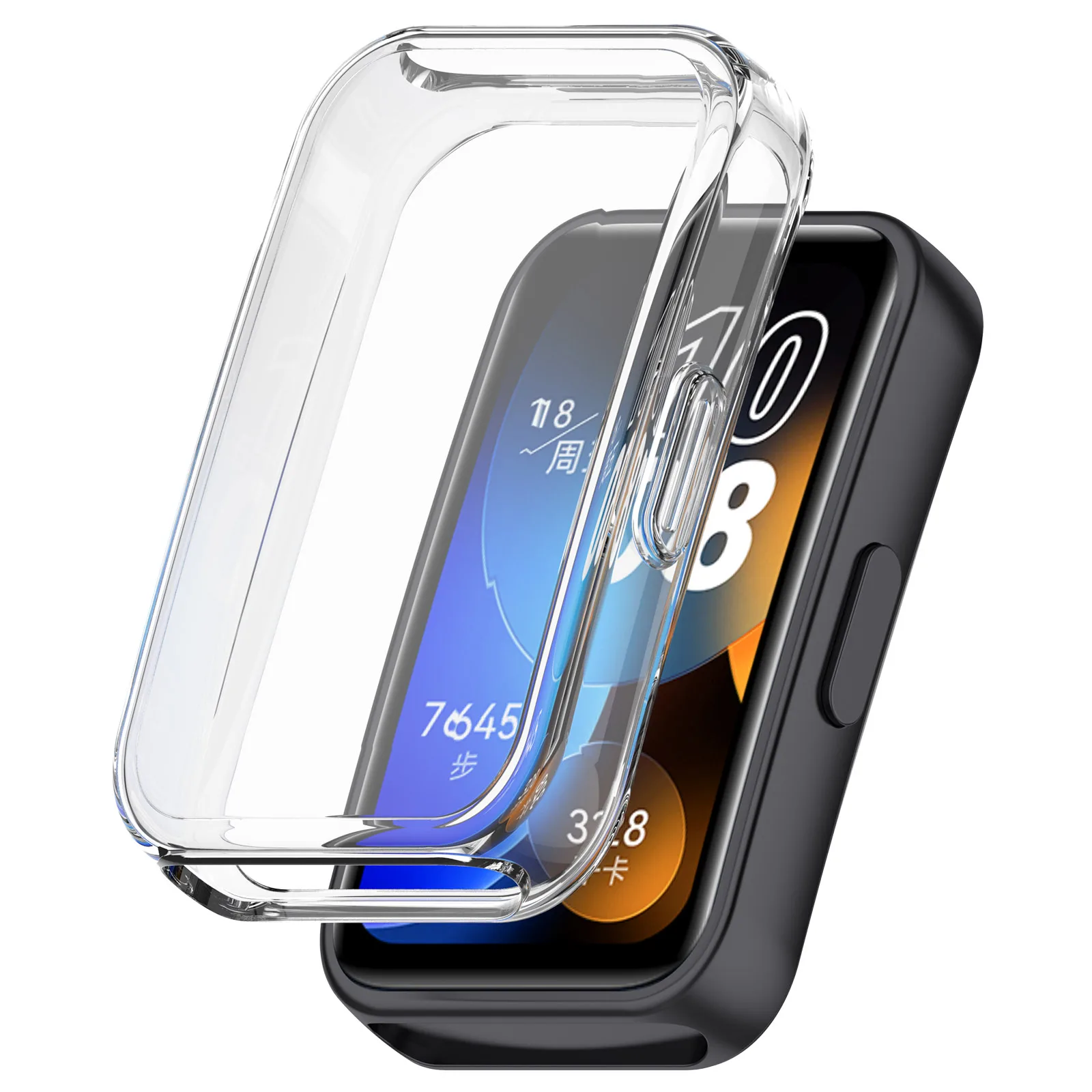 

Для Huawei Band 9/9 NFC/8/8 NFC TPU Полный защитный чехол для часов с гальваническим покрытием - прозрачный белый