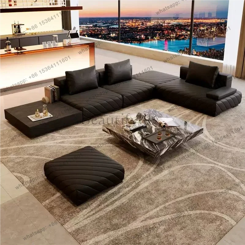 56Luxury Floor Living Room Sofas Modern Designer Sectional Lounge Living Room Sofas Puffs European Muebles Postmodern Furniture