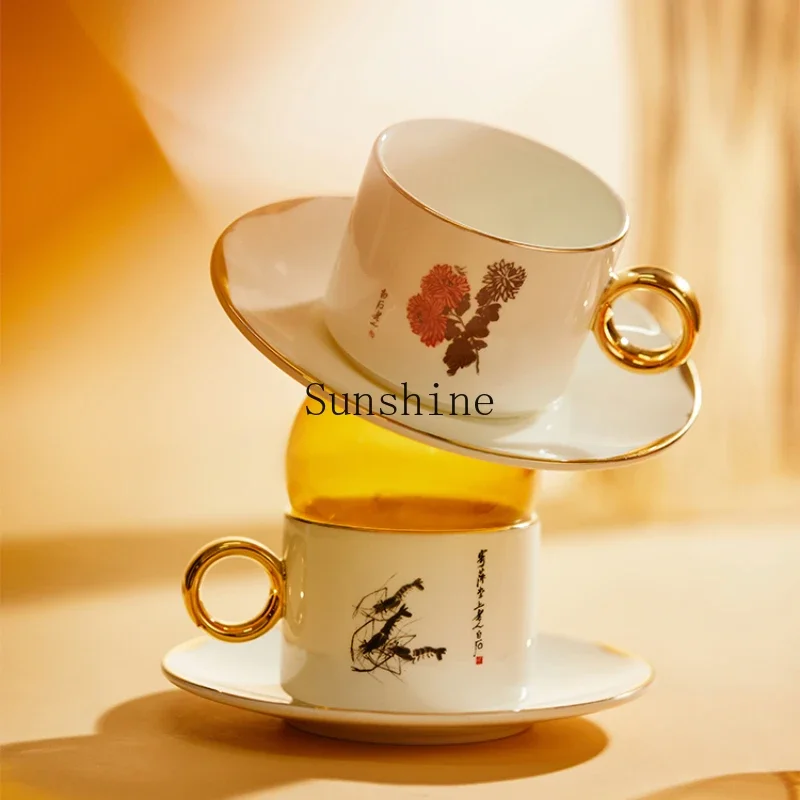 Autumn Bone China Mug Water Cup Saucer Set Gift