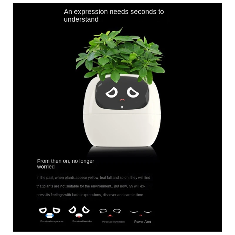 Ivy Smart Planter,USB Rechargeable Indoor Small Flower Pot For Indoor Decoration Make Raising Plant Easy And Fun