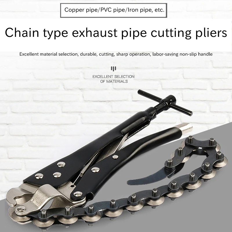 Chain Exhaust Tube Pipe Cutter Multi Wheel Blade Tail Pipe Cutter Chain Cutter Automotive Exhaust and Tailpipe Chain Cutter Tool