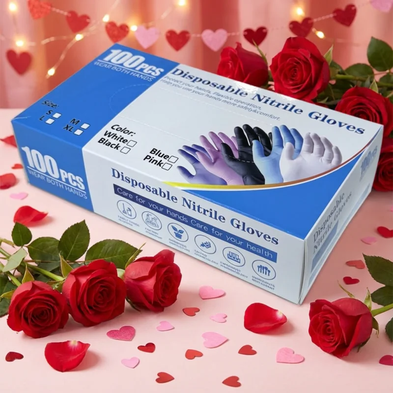 

100 шт. синих нитриловых перчаток – безопасные для пищевых продуктов и без латекса, идеальный подарок на День святого Валентина для кухни, уборки и защиты рук