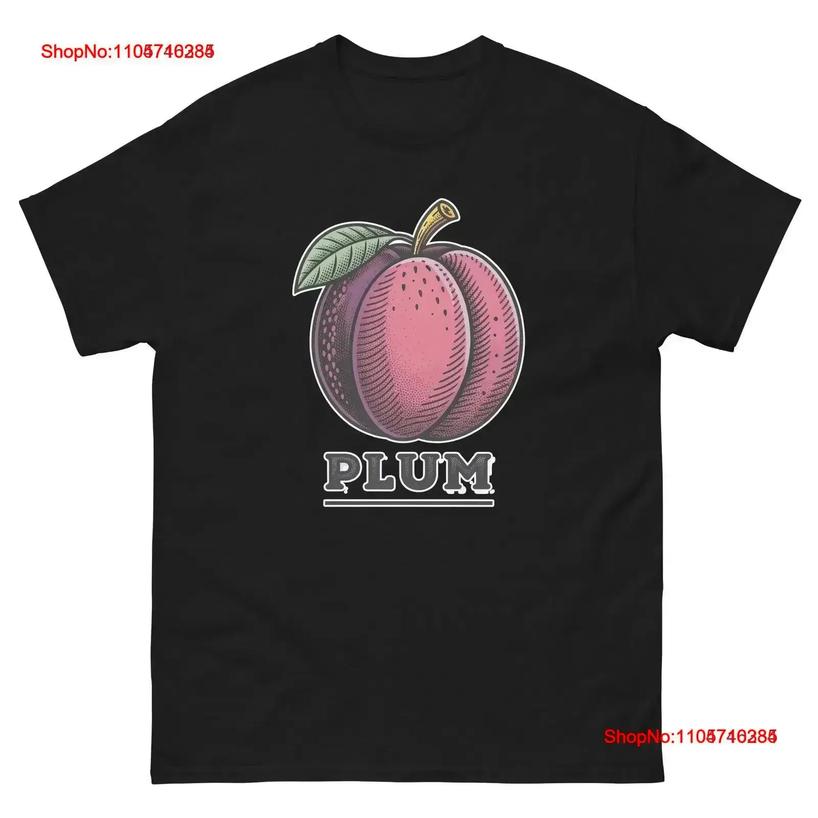 Plum Fruits Vegetables Fresh Food Groceries T Shirt vintage Washed Slightly Breathable Stretched Versatile Casual vintage