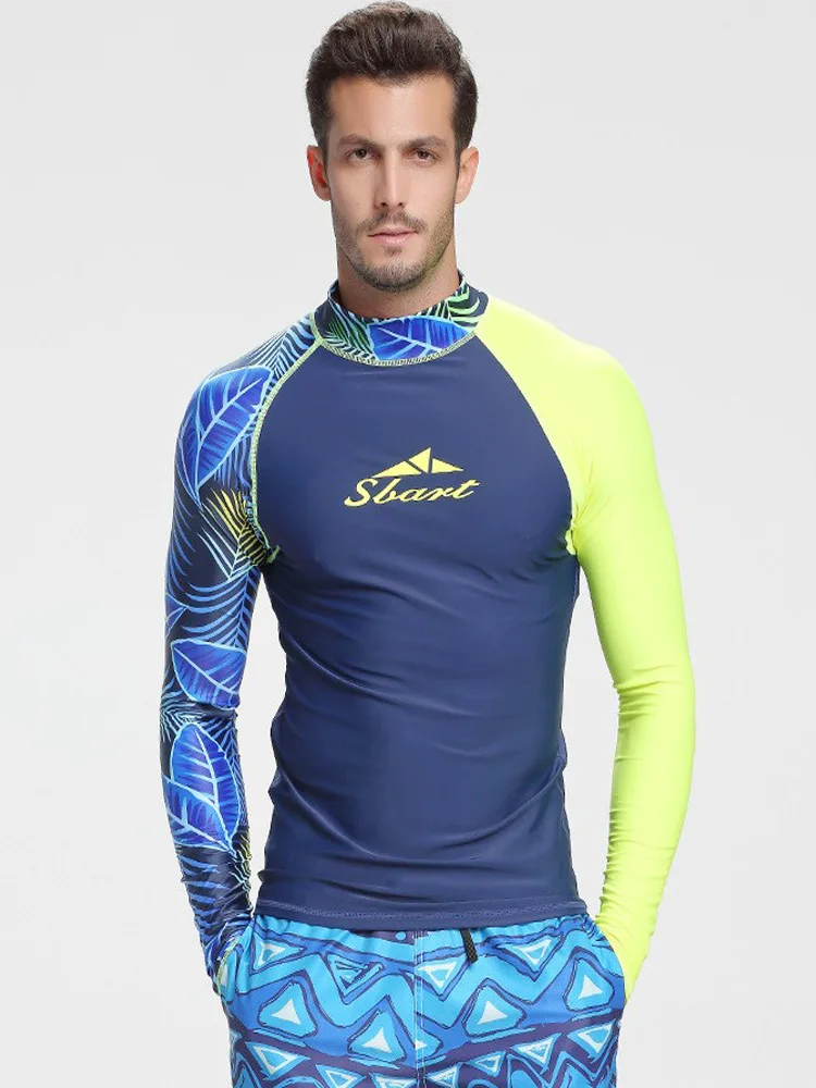 Uomo surf Rashguard camicie manica lunga costumi da bagno attillati protezione UV sport acquatici nuoto Floatsuit Diving top t-shirt