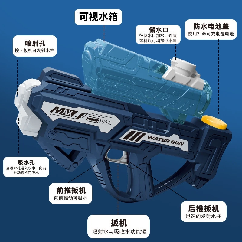 Electric Water Guns High Pressure Powerful Large Capacity Continuous Spray Toys For Water Festival Outdoor Activities