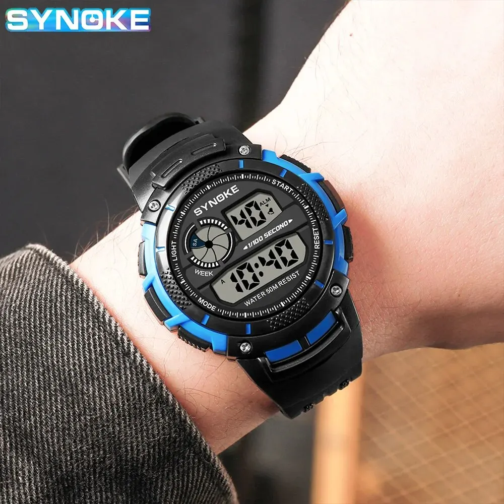 SYNOKE Outdoor Military Digital Watch For Men Fashion Retro Men Watch Sports Waterproof Men Watch Multifunctional Luminous