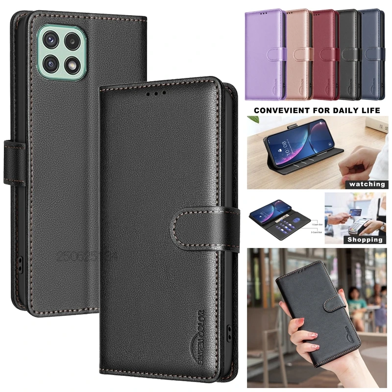 Wallet Flip Anti-theft Case For Samsung Galaxy A22 4G A22s 5G A 22 SM-A225F A226B Leather Cover RFID Blocking Protective Bags