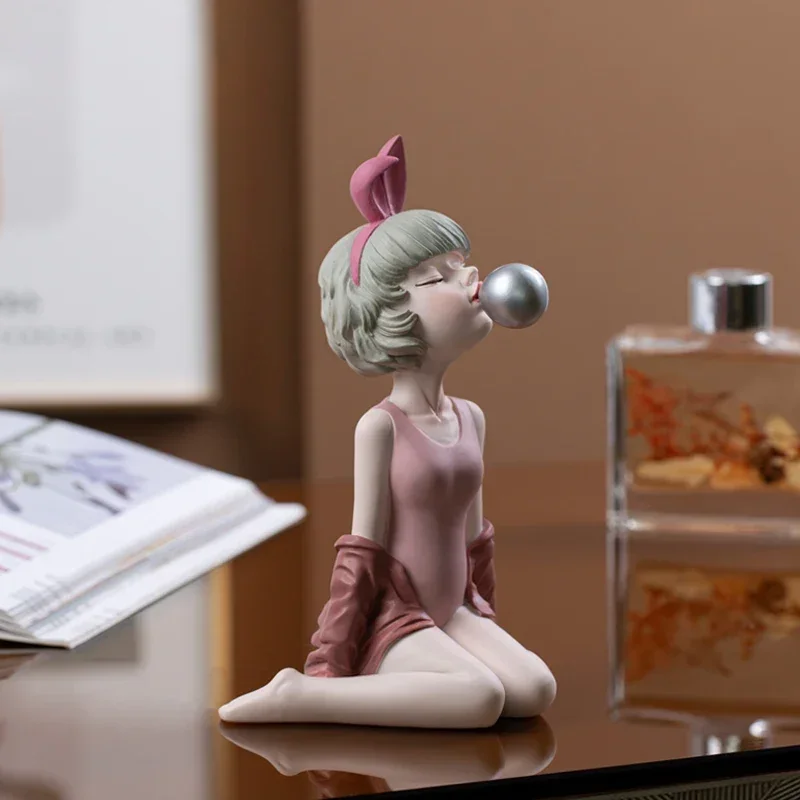 

Северная Европа, девочка, статуя из смолы, подарок, модная скульптура, украшения для дома, статуэтки, Рождественский подарок на день Святого Валентина M15