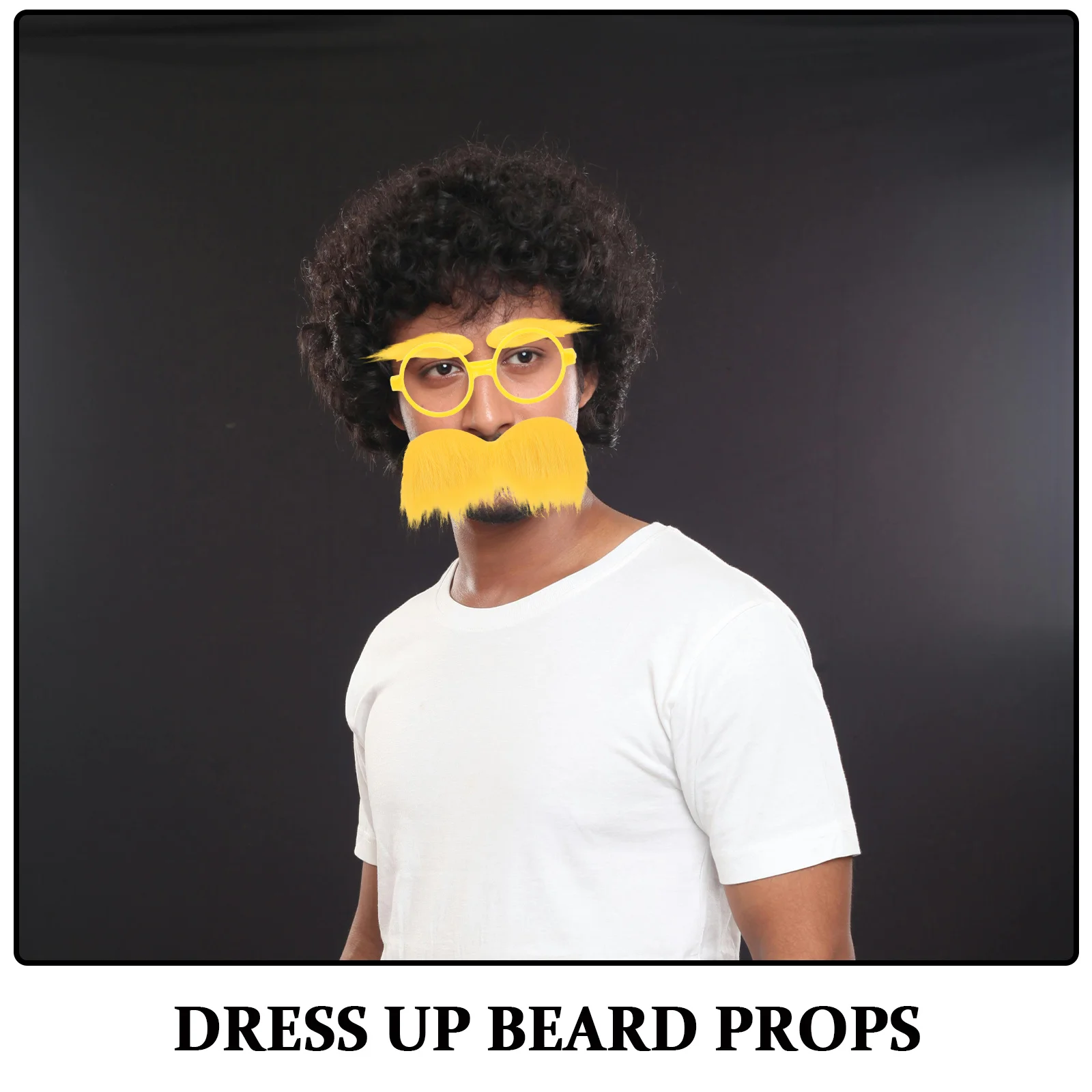 1 ensemble de lunettes jaunes, moustache, sourcils, décorations de fête, accessoires de Costume pour mascarade, carnaval, Cosplay, accessoires de stand Photo
