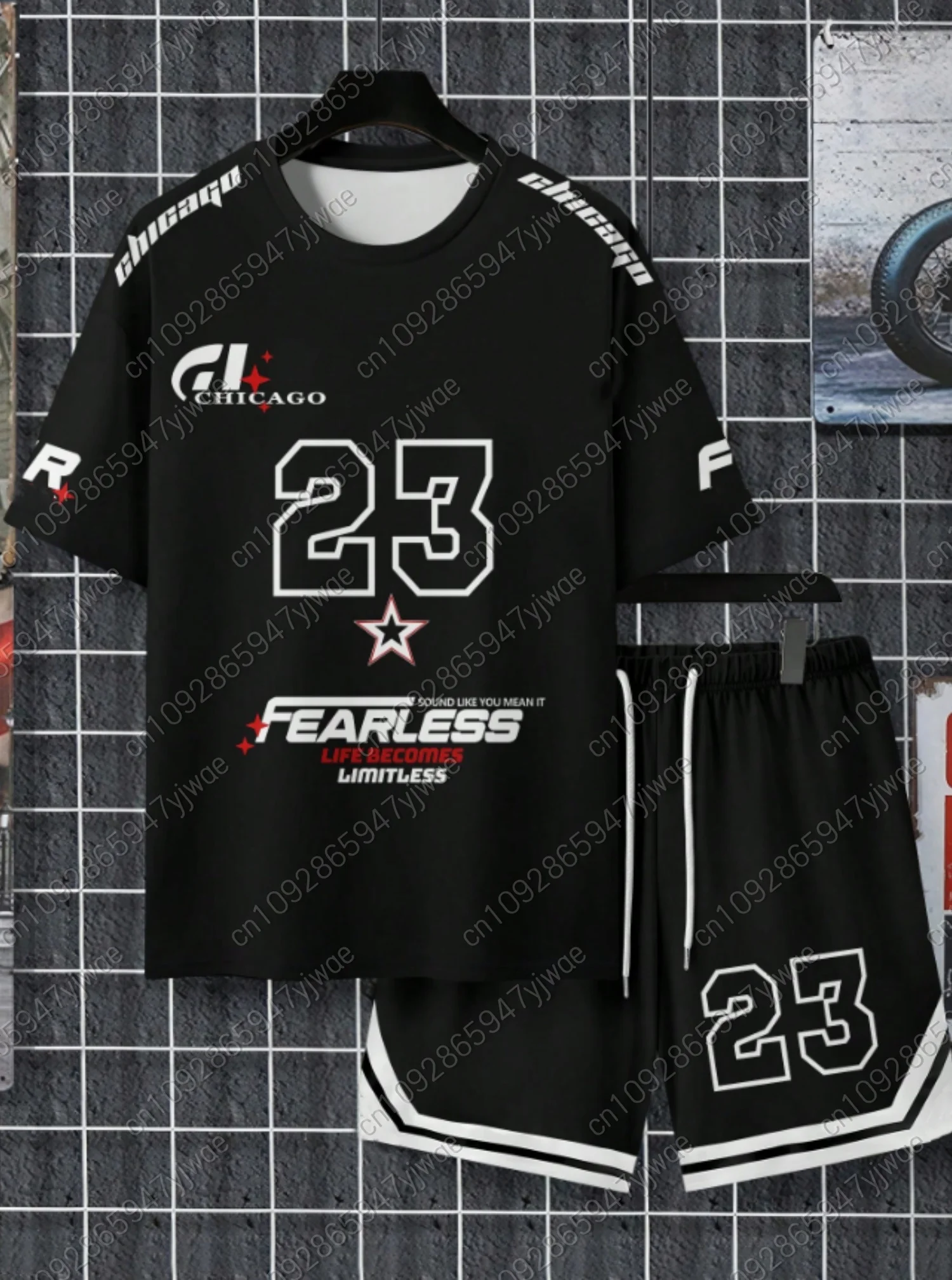 2025 Summer Men 3D digital NO.23 Print Set Short Sleeve T-Shirt Shorts Set Adult Sport Jogging Plus Size Tracksuit 2 Piece Set