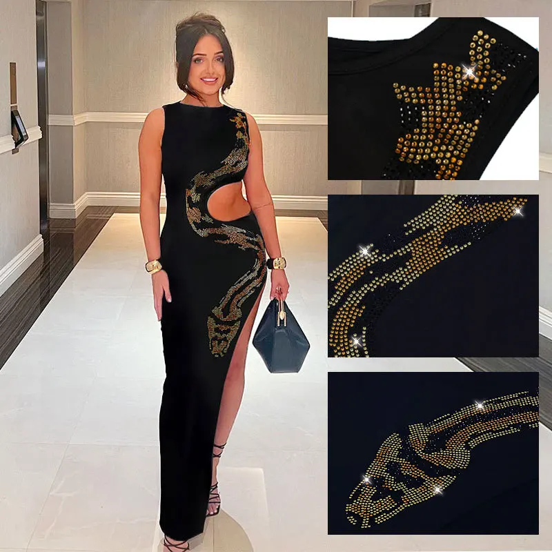 

Long Dress Women Sexy Dresses Bodycon Vestidos Print Streetwear High Waist Sleeveless Elegant Splice Y2k Party Night Slim 2025