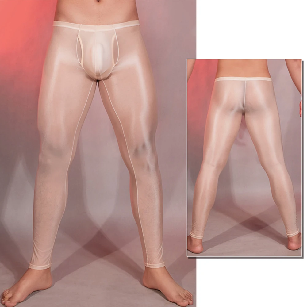 

Comfy Fashion Hot Pants Pants High Stretch Low Rise Male Men Nylon Oil Shiny Regular See Through Sexy Lingerie