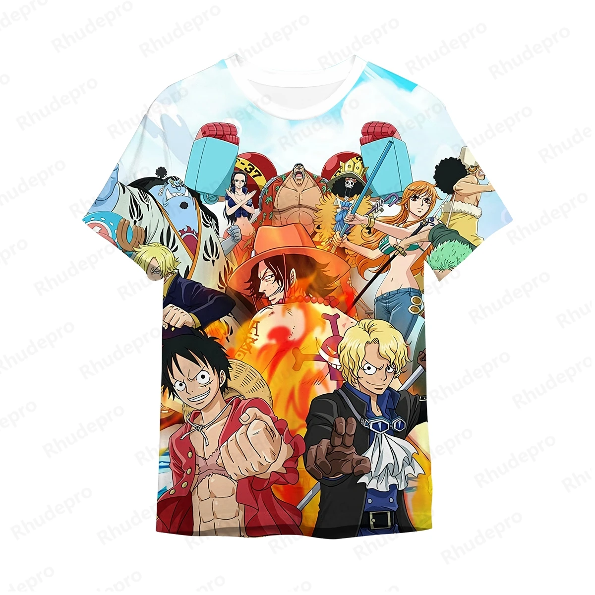 Camiseta japonesa de manga curta de anime masculina, camiseta estampada Luffy, 3D, One Piece, Harajuku, tops e camisetas, roupas engraçadas