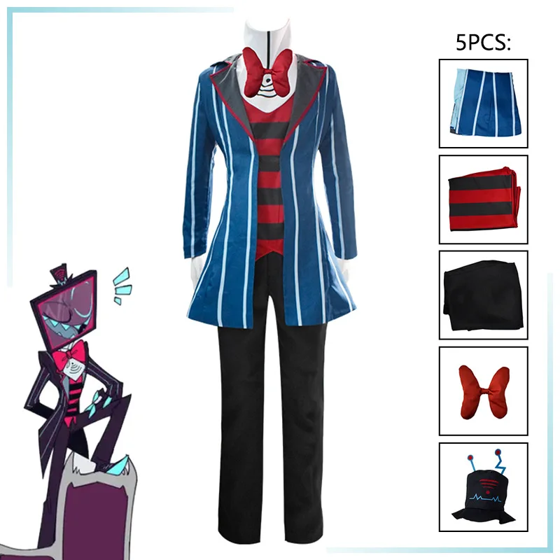 

Hazbin Cosplay Hotel Vox Cosplay Costume Uniform Suit Outfit Men Halloween Carnival Christmas Costumes Blue Red Suit Cosplay