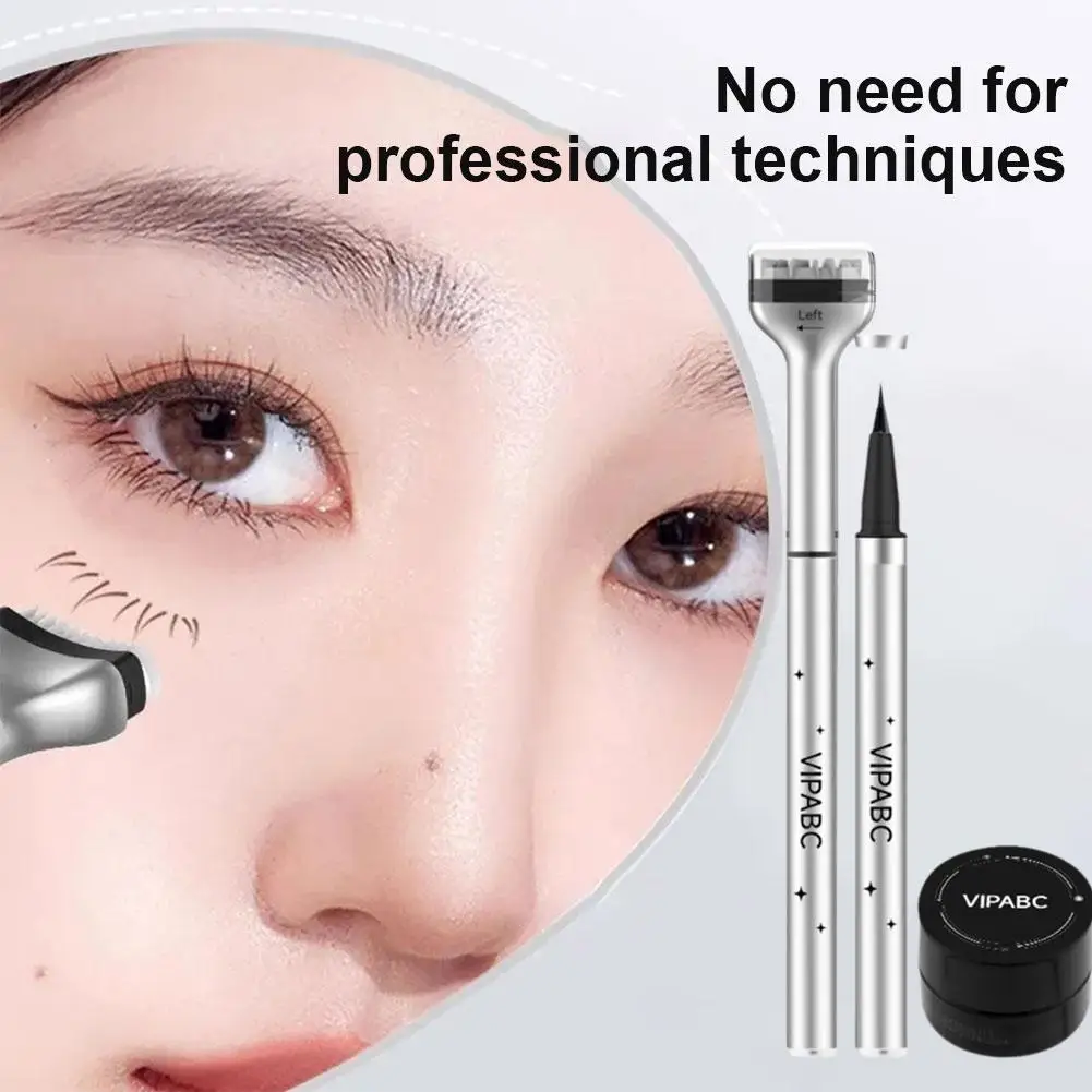 1 zestaw dolny stempel do rzęs Maquillage Professionnelle Eyelash Seal Eyeliner Pen wodoodporny i odporny na pot 2 w 1 eyeliner