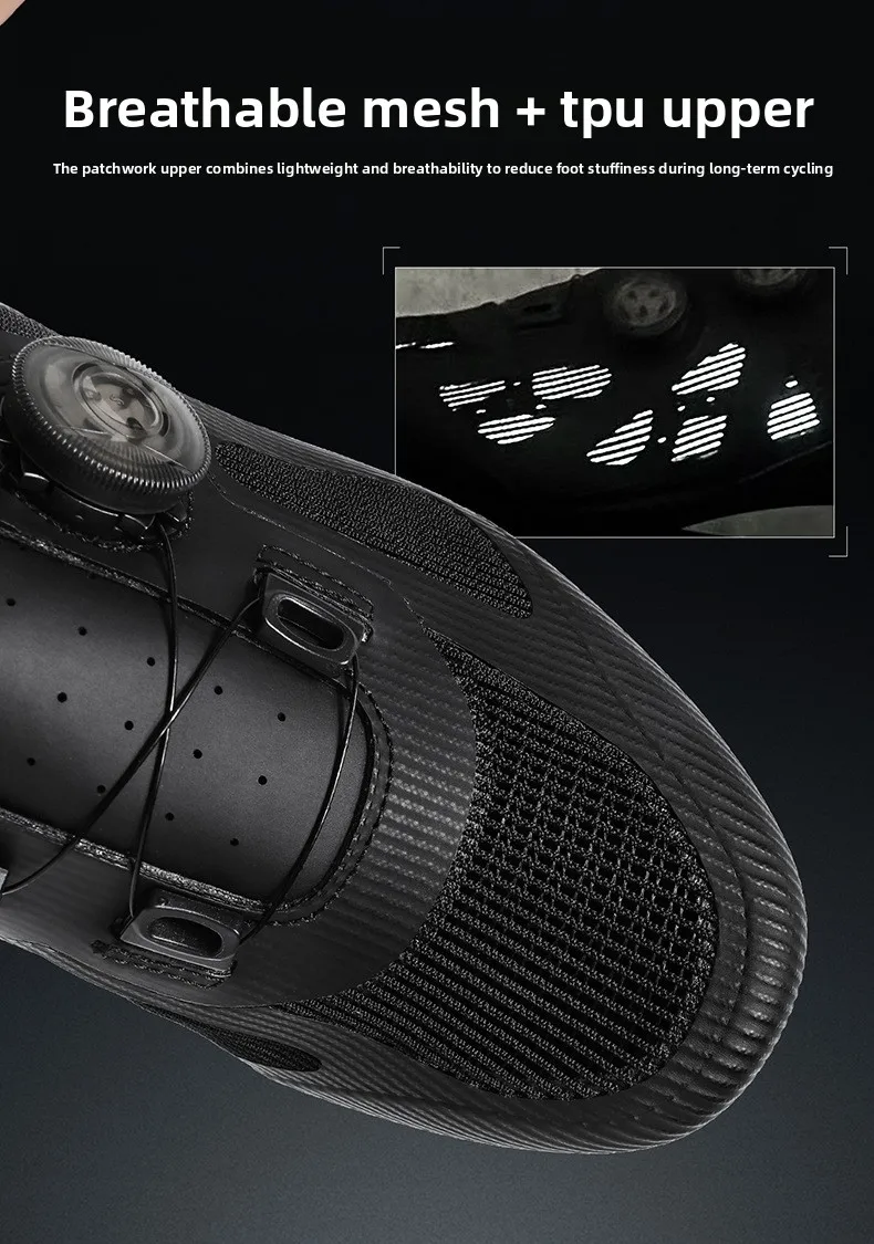 Weit geschnittene Fahrradschuhe für Herren und Damen, harte Sohle, Rennradschuhe, atmungsaktiv, ohne Klicksystem, für flache Pedale, MTB-Sneaker für Sommerfahrten in der Stadt. – Detail 10