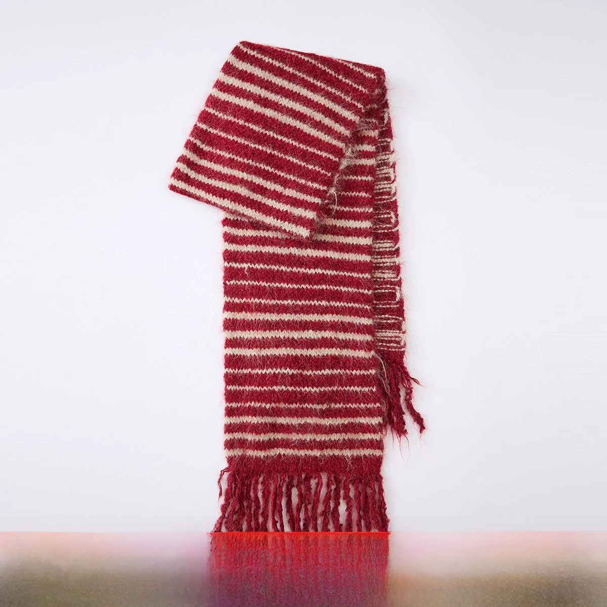 暖かいウールスカーフ-デイリースタイル-ストライプデザイン-タッセル装飾-おしゃれな冬用スカーフ-ポリエステル繊維-長方形-女性用