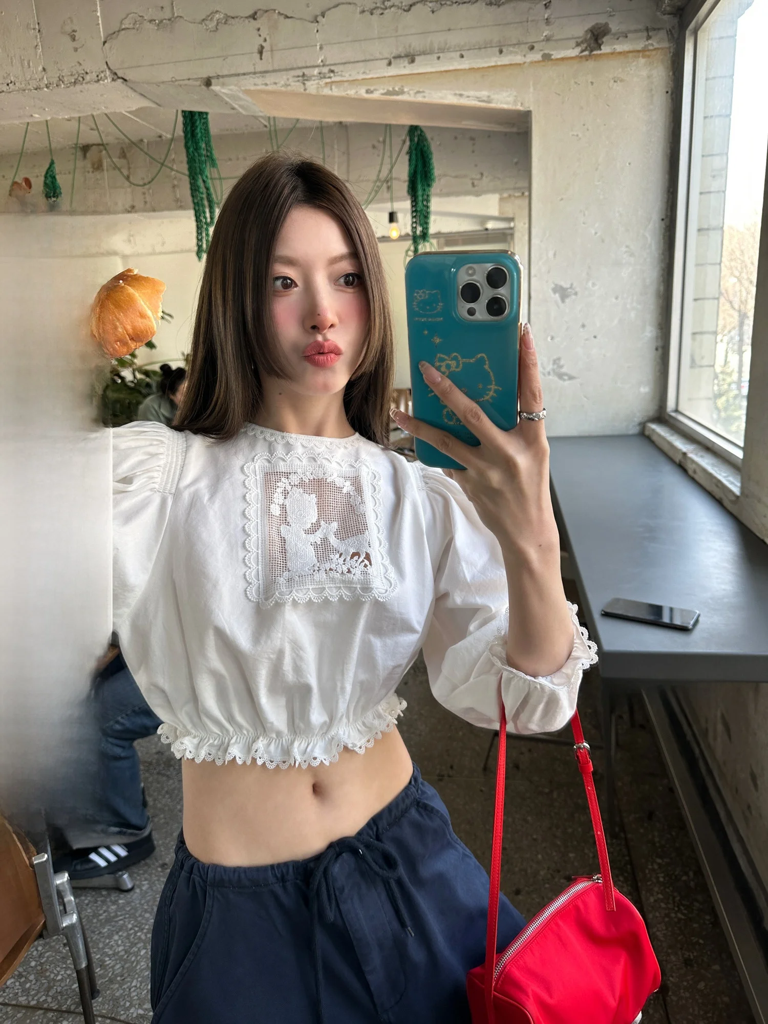 

Summer New Sle White Five-Quarter Bubble Sve Ladies irt Dental Retainer Big Wang Nini 2025 Commute Sle Slim Fit T-irt