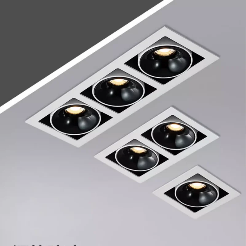 

2024 New full-spectrum ultra-thin living room double head gall lamp embedded grille lamp multi-head anti-glare spotlight