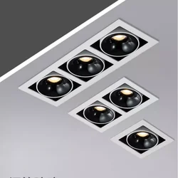 2024 New full-spectrum ultra-thin living room double head gall lamp embedded grille lamp multi-head anti-glare spotlight