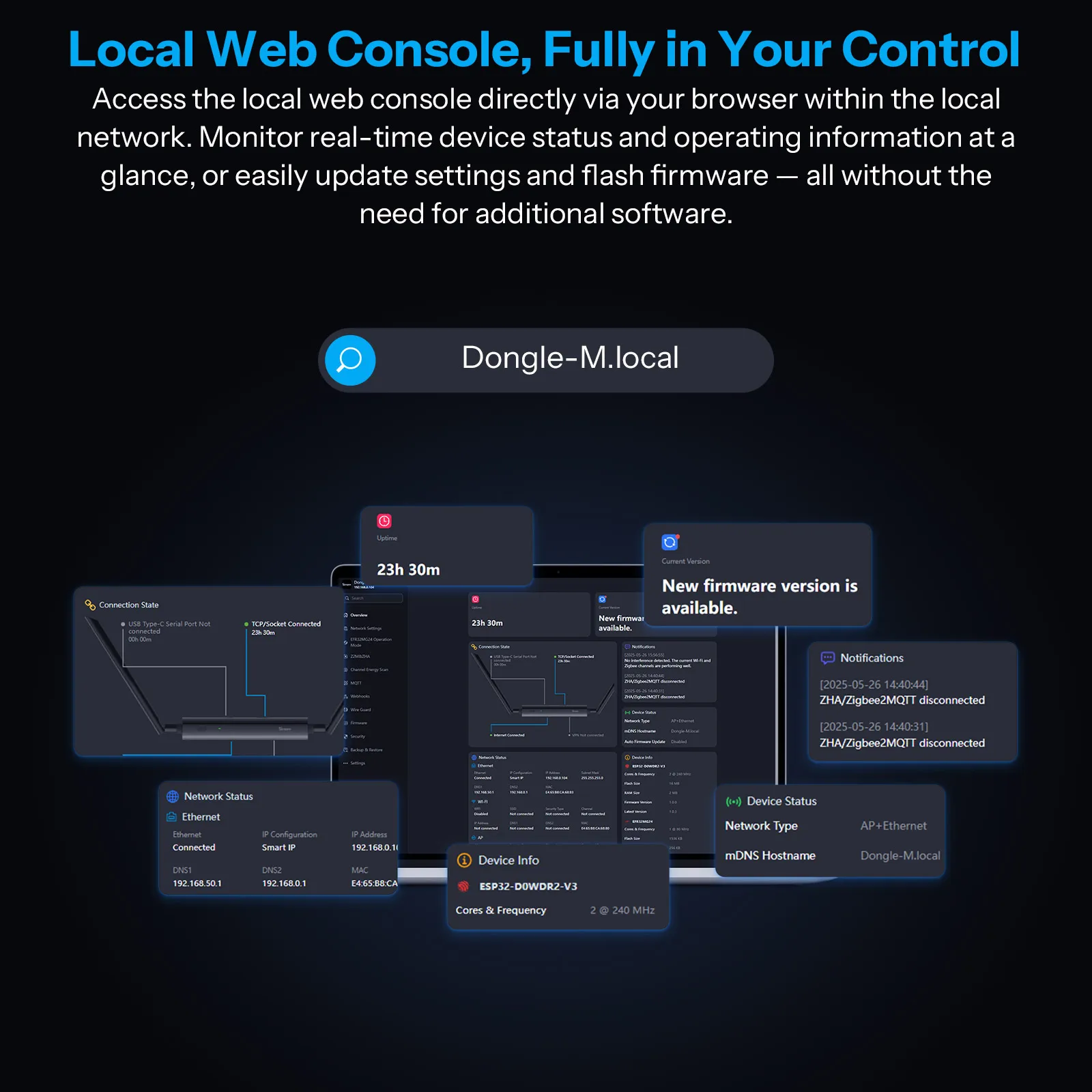 Picture 7: SONOFF Dongle Max Zigbee/Thread PoE Dongle-M High-Performance Chipset Web-Based Management Interface Supports Ethernet,Wi-Fi,USB