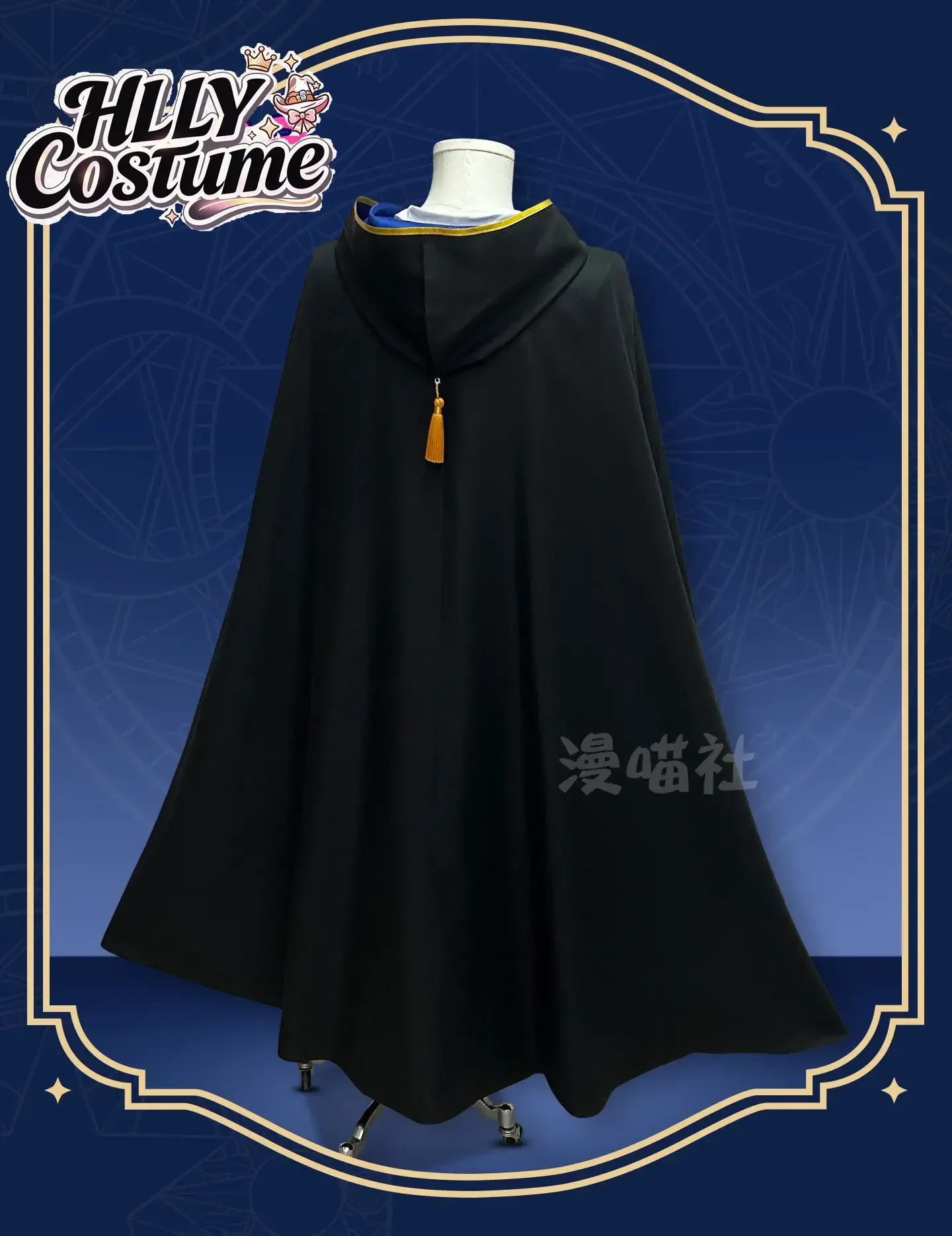 Olruggio Witch Hat Atelier Cosplay Costume Wig Tongari Boushi  Atelier Black Cape With Blue Lining and Witch Hat Man Halloween