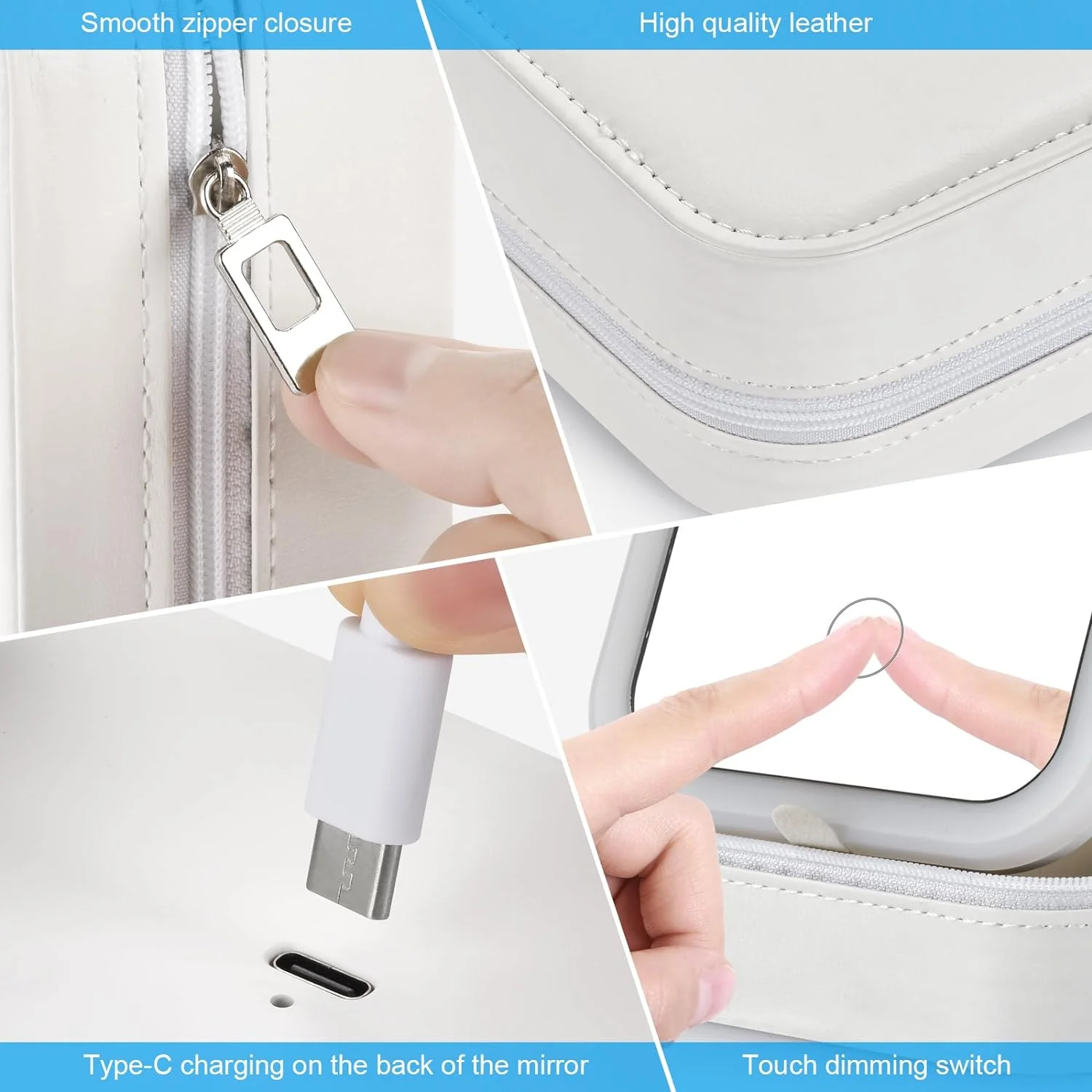 Makeup Bag with Led Mirror - 2024 Mini Makeup Case with Lighted Mirror, Rechargeable Travel Makeup Case, Three Colors Brightness