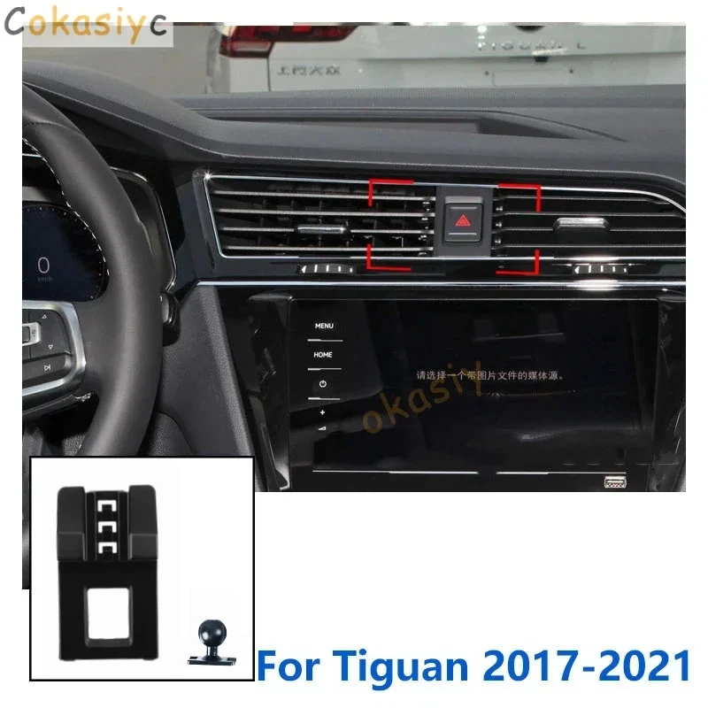 Car Phone Holder GPS Supporting Fixed Bracket Air Outlet Base Accessories 2010-2022 17mm Special Mounts For Volkswagen Tiguan