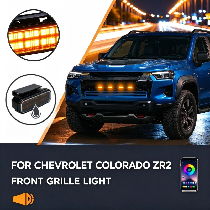 For CHEVROLET COLORADO ZR2 Center Front Grille Small Amber Light Front Grille Lights Daytime Running Warning Light
