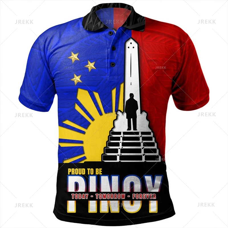 Harajuku 3d Print Filipijnen Etnische Polynesische Patronen Poloshirt Filipijnse Wapenschild Grafisch Polo Shirt Voor Mannen Kleding