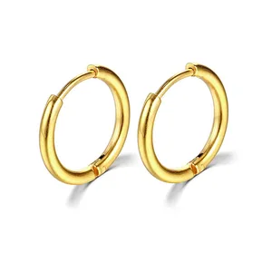 2022 New Simple stainless steel small hoop earrings for women men cartilage ear piercing jewelry hombre mujer 10 Main Sales Red Earring - №8
