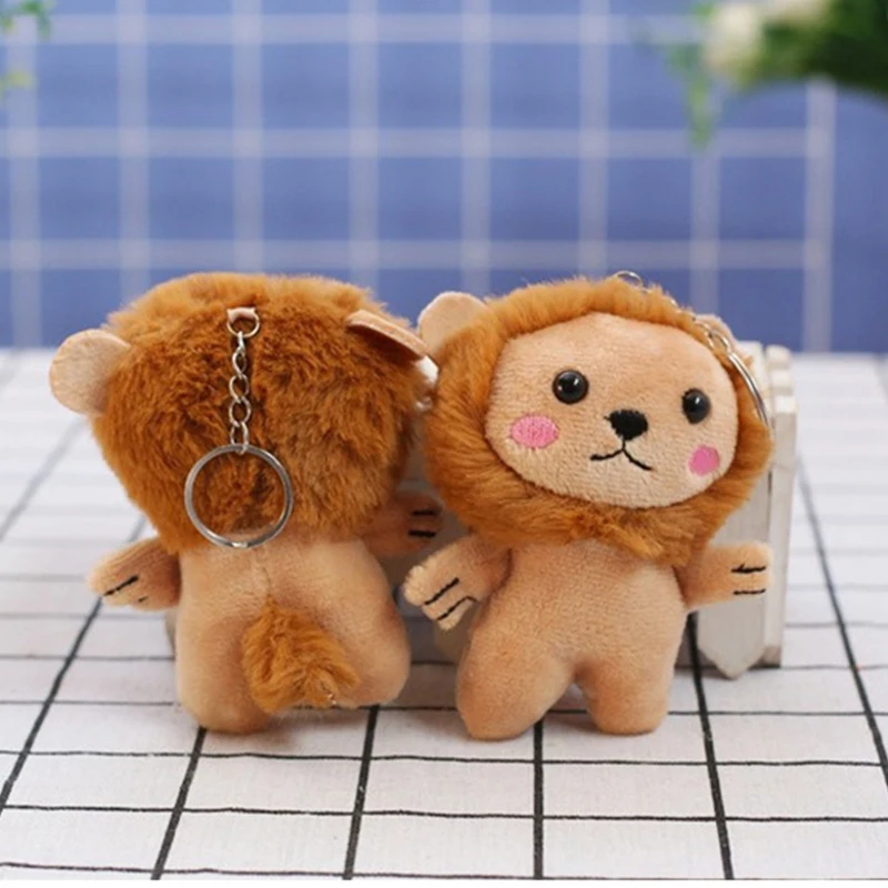 매력적인 사자 만화 플러시 키체인 인형, 완벽한 어린이 선물 및 백팩 펜던트