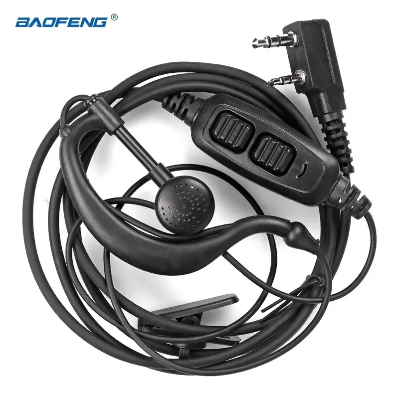 BAOFENG UV-82 Walkie Talkie Ear Hook 2-PIN Earpiece Headset PTT MIC Earbud Interphone Earphone for UV-5R 888S KENWOOD/HYT Radio